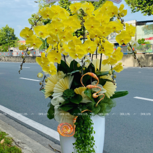 Chậu Lan Hồ Điệp Màu Vàng Gold 10 Cành (Đ10-NV1/01)