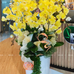 Chậu Lan Hồ Điệp Màu Vàng Gold 10 Cành (Đ10-NV1/01)