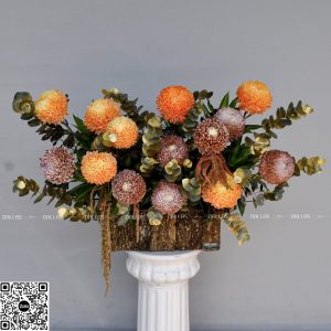 dallasflower-lanhodiep-hoakhaitruong-Lẵng Hoa Chúc Mừng Cúc Mẫu Đơn Cam - L020