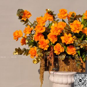 dallasflower-lanhodieep-Lẵng Hoa Hồng Chúc Mừng Màu Vàng Gold - L018