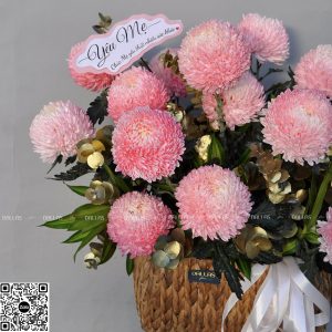 Lẵng Hoa Chúc Mừng Cúc Mẫu Đơn Cam - L022