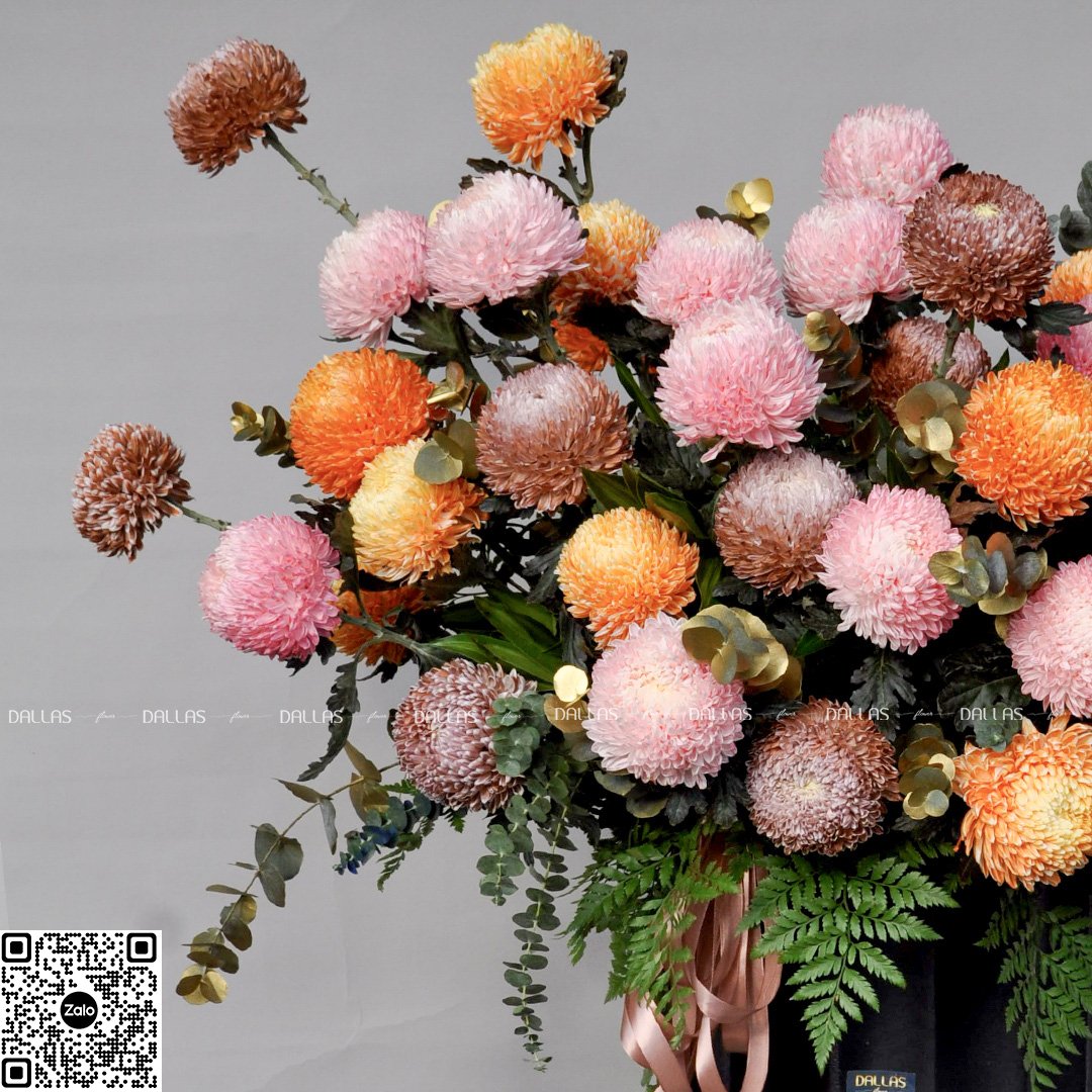 Dallasflower-lanhodiep-hoakhaitruong-Lẵng Hoa Chúc Mừng Cúc Mẫu Đơn - L003 Dallasflower-lanhodiep-hoakhaitruong-Lẵng Hoa Chúc Mừng Cúc Mẫu Đơn - L003