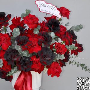 dallasflower-lanhodiep-hoakhaitruong-Lẵng Hoa Hồng Chúc Mừng - L019