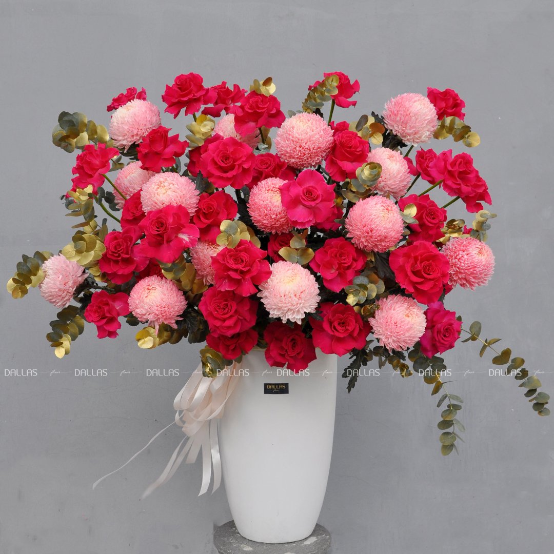 Dallas-Dallasflower-Lẵng Hoa Chúc Mừng Cúc Mẫu Đơn và Hoa Hồng Pink Floyd - L005 Dallas-Dallasflower-Lẵng Hoa Chúc Mừng Cúc Mẫu Đơn và Hoa Hồng Pink Floyd - L005
