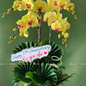 Chậu Lan Hồ Điệp Vàng 4 Cành (Đ4-V1/01)