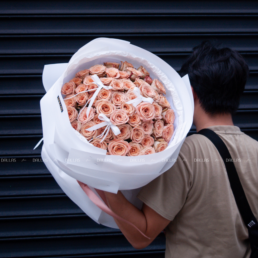 Bó Hoa Hồng Cappuccino 55 Bông (B10-55) Bó Hoa Hồng Cappuccino 55 Bông (B10-55)