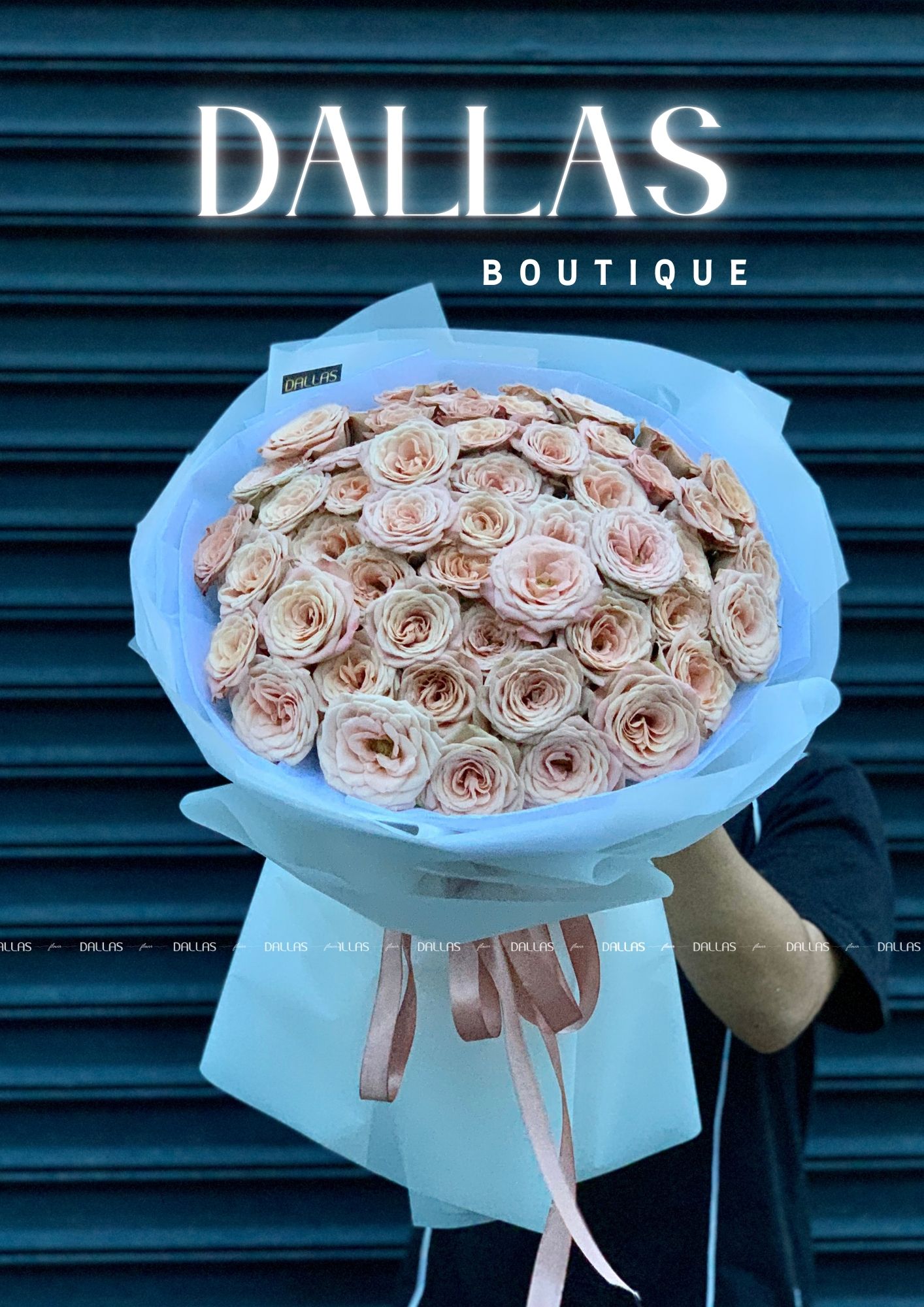 Bó Hoa Hồng Cappuccino 55 Bông (B16-W55) Bó Hoa Hồng Cappuccino 55 Bông (B16-W55)