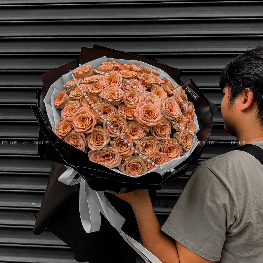 Bó Hoa Hồng Cappuccino 55 Bông (B09-55) Bó Hoa Hồng Cappuccino 55 Bông (B09-55)